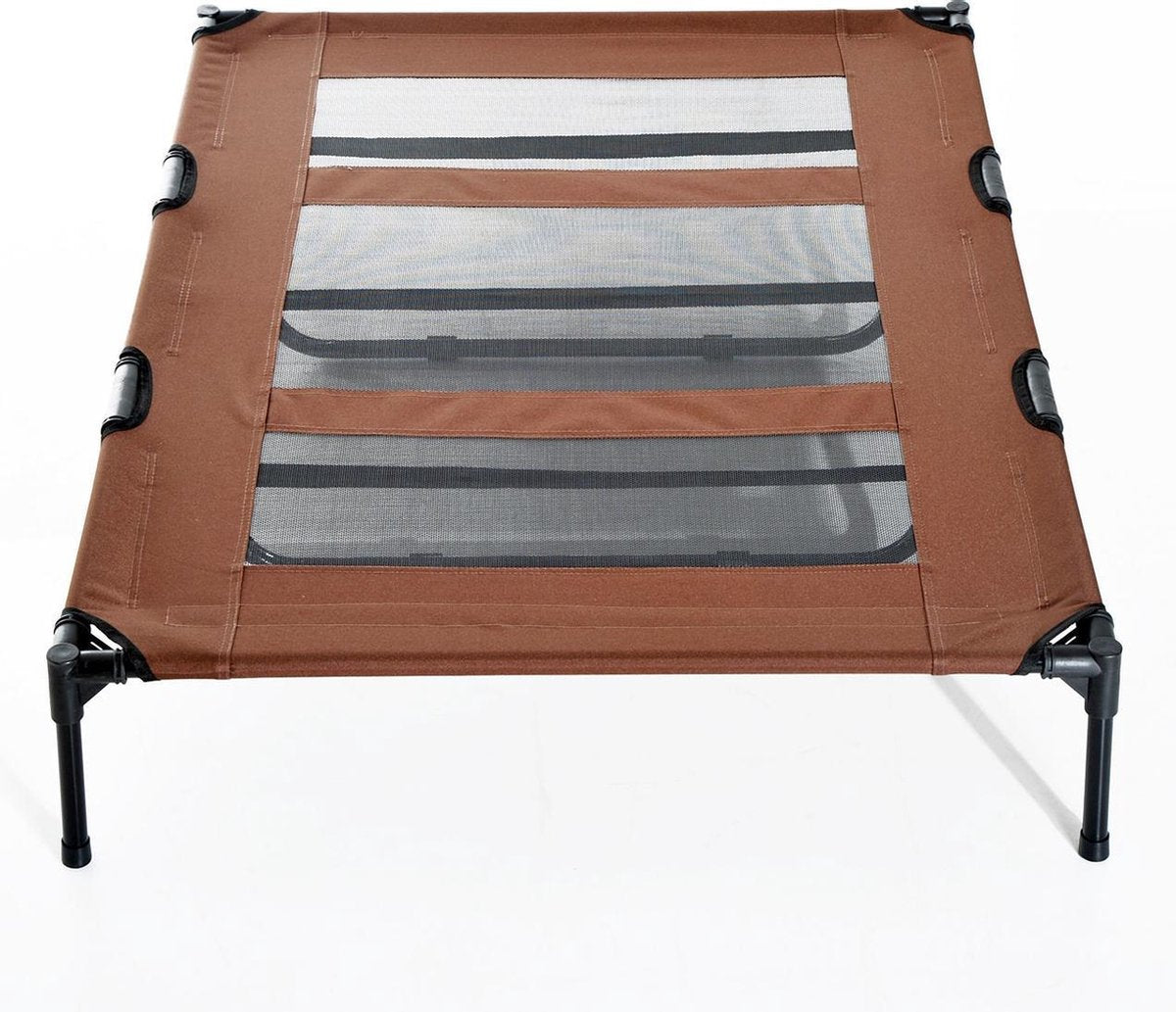 Hondenbed - Hondenstretcher - Verhoogd hondenbed - Draagbaar - XXL - 122x92x23cm - Koffiebruin + Zwart