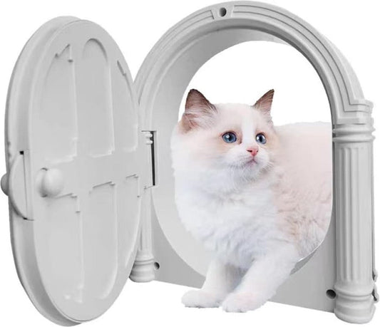 Kattenluik voor de Deur, Kattenluik voor Binnendeur, Huisdiervriendelijke Deuren voor Kleine Katten tot 9 kg, Eenvoudige Installatie, Blokkeert Honden en Kattenbakgeuren (Wit)