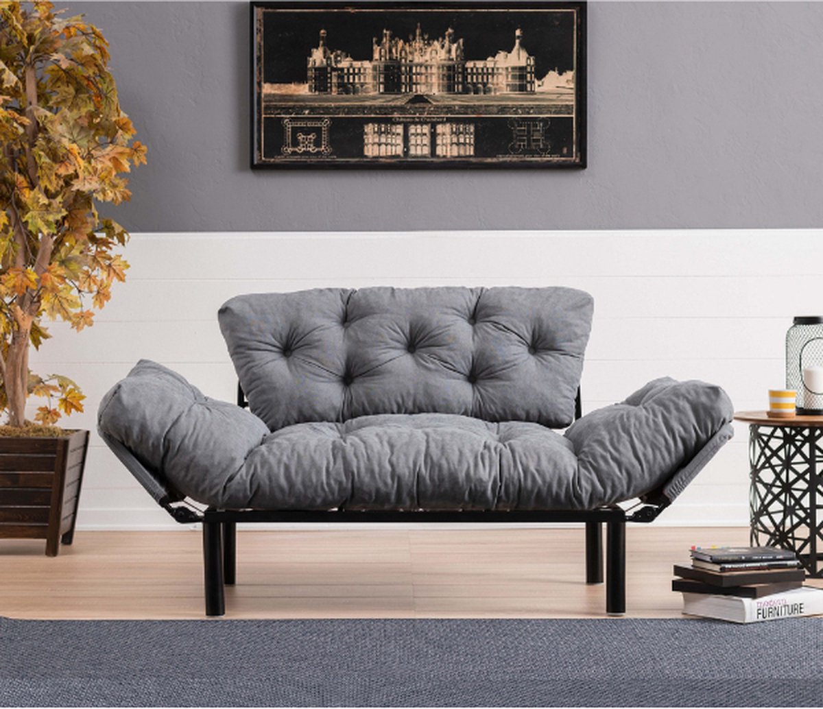 2-persoons slaapbank - Stijlvol grijs - Ruimtebesparend 155x85x73 cm