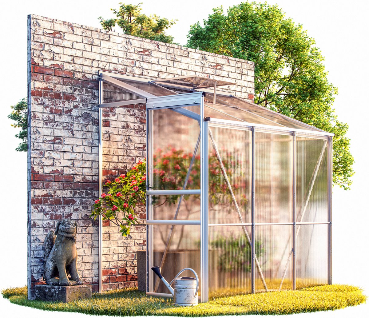 Wall-mounted greenhouse - Aluminium 190x122cm – incl. foundation