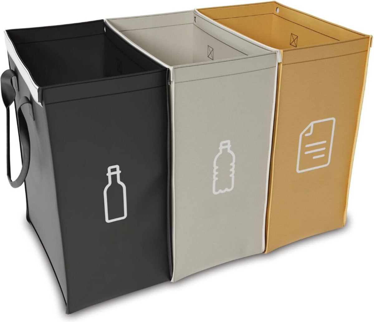 YOLO SHOP® afvalscheider - Afvalbak met 3 compartimenten voor het scheiden van glasafval - oud papier - plastic leeggoed - Grote verzamelcontainers voor afvalopslag in de keuken