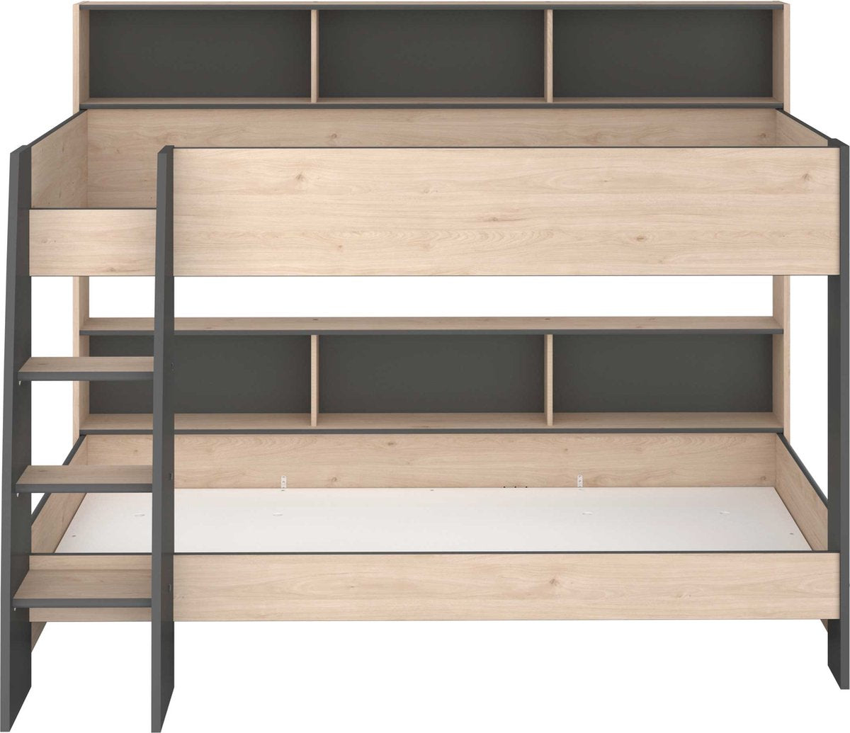 Parisot Stapelbed Leo - Eiken/Grijs – 90x200