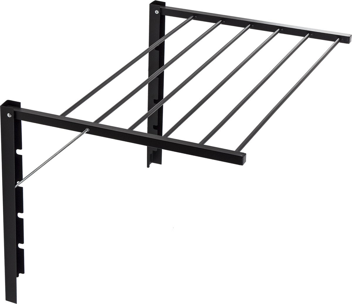 Drogrek - Droogrek - Opvouwbaar wanddroogrek voor de badkamer - 60 cm Zwart