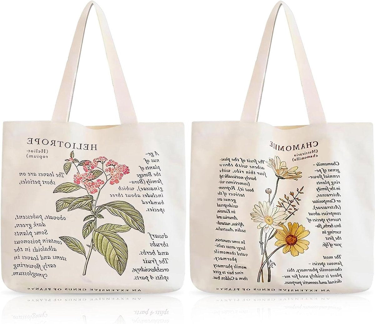 Printed chamomile fabric bags - cotton, jute - women's shopping bag - aesthetic canvas tote bag - leisure shopper tote bag with zipper