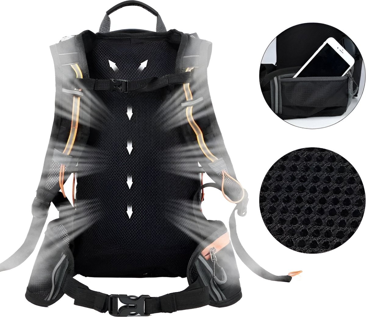 E-Shop4u® - Fietsrugzak 16L - Opvouwbaar - Waterzak 2L - Oranje - Outdoor Sport - Mannen & Vrouwen