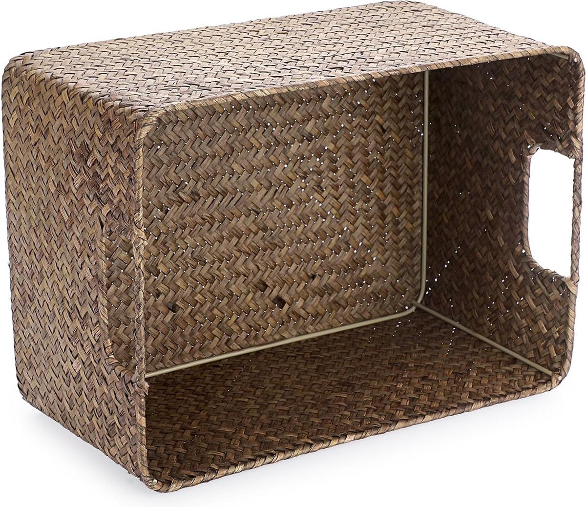 Zeegras opbergmand Open mand Woonkamer decoratieve mand Geweven rieten stoffen mand Bureaumand Rechthoekige badkamer opbergmand Box, Planken & Bureaus