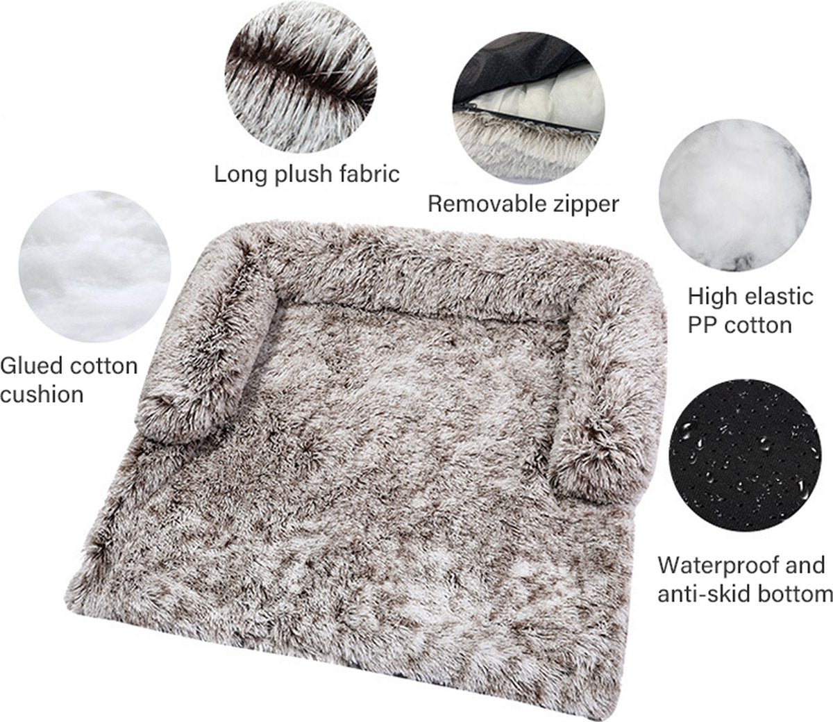 Soft Plush Dog Mat Sofa, Calming Dog Bed, Ultra Soft Fur Pet Beds, Soft Washable Pad Blanket Cushion Furniture Cover, Protector, Pet Bed for Dogs and Cats, 102x90 cm