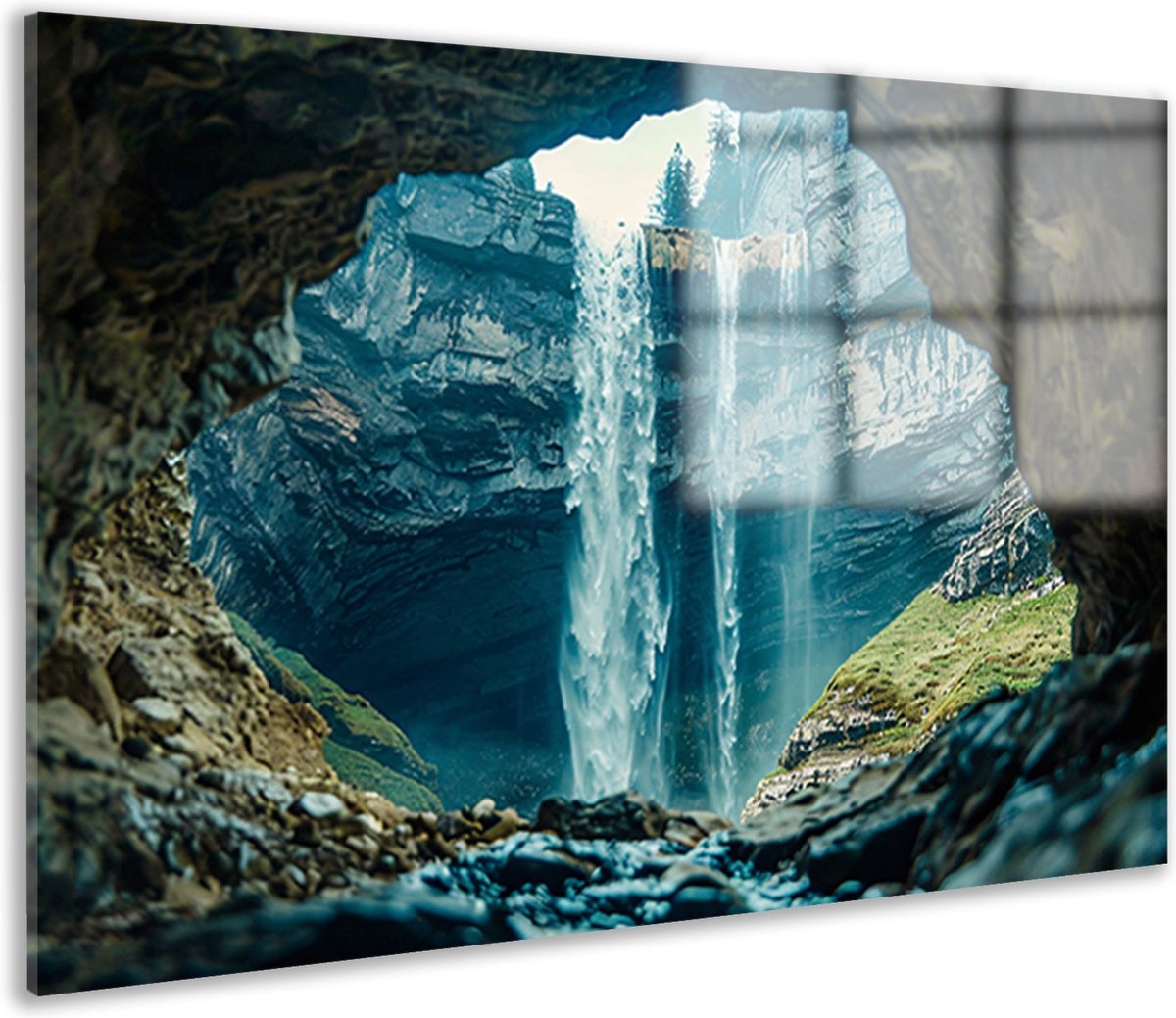 Transparante glasschilderijen - Watervalschilderijen - Schilderij op glas Natuur - Industriële woonkamerdecoratie - Plexiglas schilderijen - Slaapkamer wanddecoratie acrylglas 60x40 cm