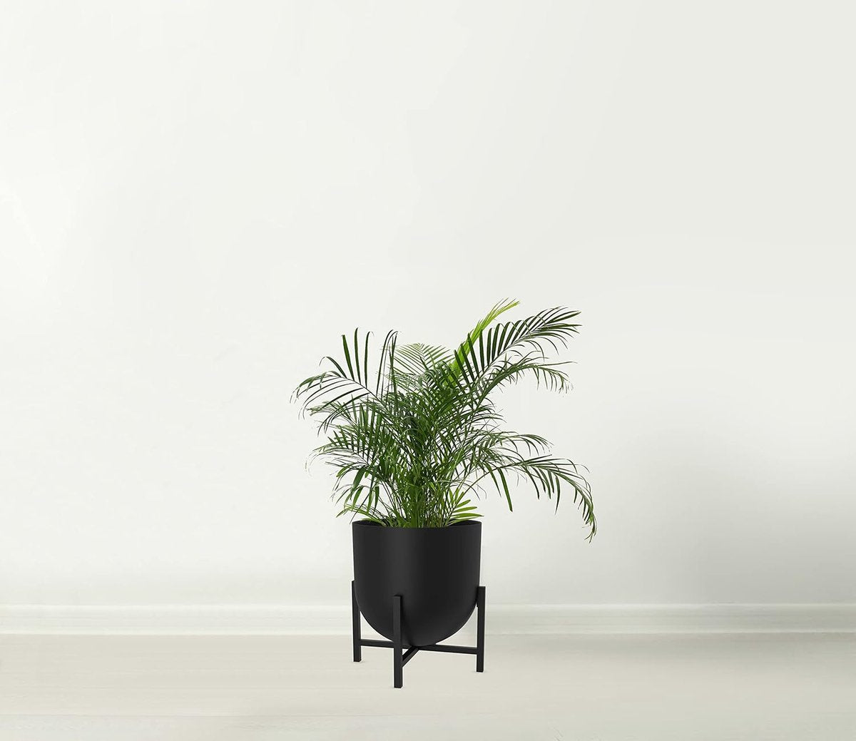 Bloempot met plantenstandaard - metalen plantenpotten voor binnen 22 cm bloempot (zwart)