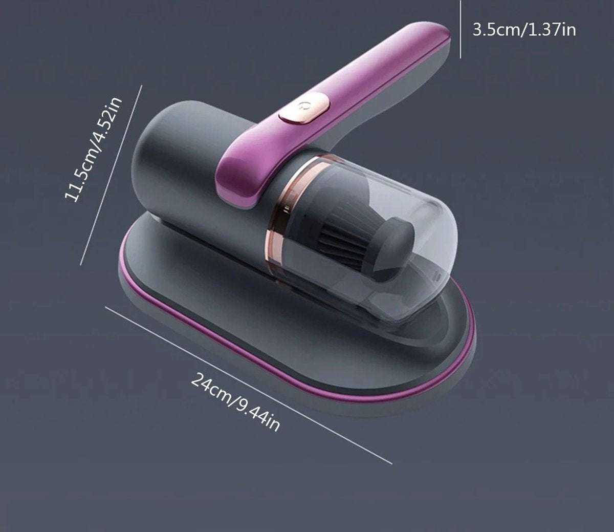 Dust Mite Vacuum Cleaner - UV Lamp Sterilizer - Mattress, Carpet, Furniture, Chair & Sofa Cleaner Device - Bacteria, Mite & Mold Fighter - Bagless - USB-C Charger - Gold