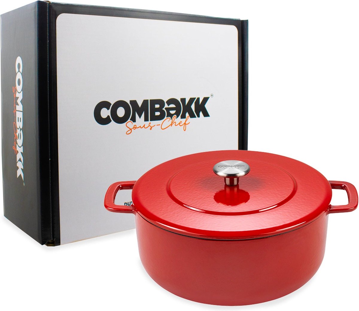 COMBEKK - Sous-Chef - Gietijzeren Braadpan - 24CM - Rood