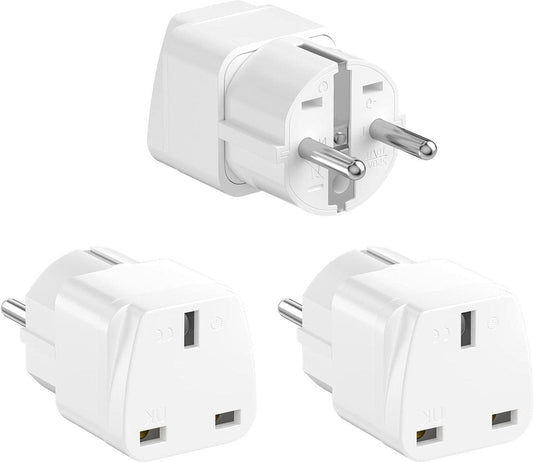 3-pack reisadapter - Engeland naar EU-stekker - 10/16 A 250 V UK-adapter - Frankrijk Nederland Polen Zweden - wit