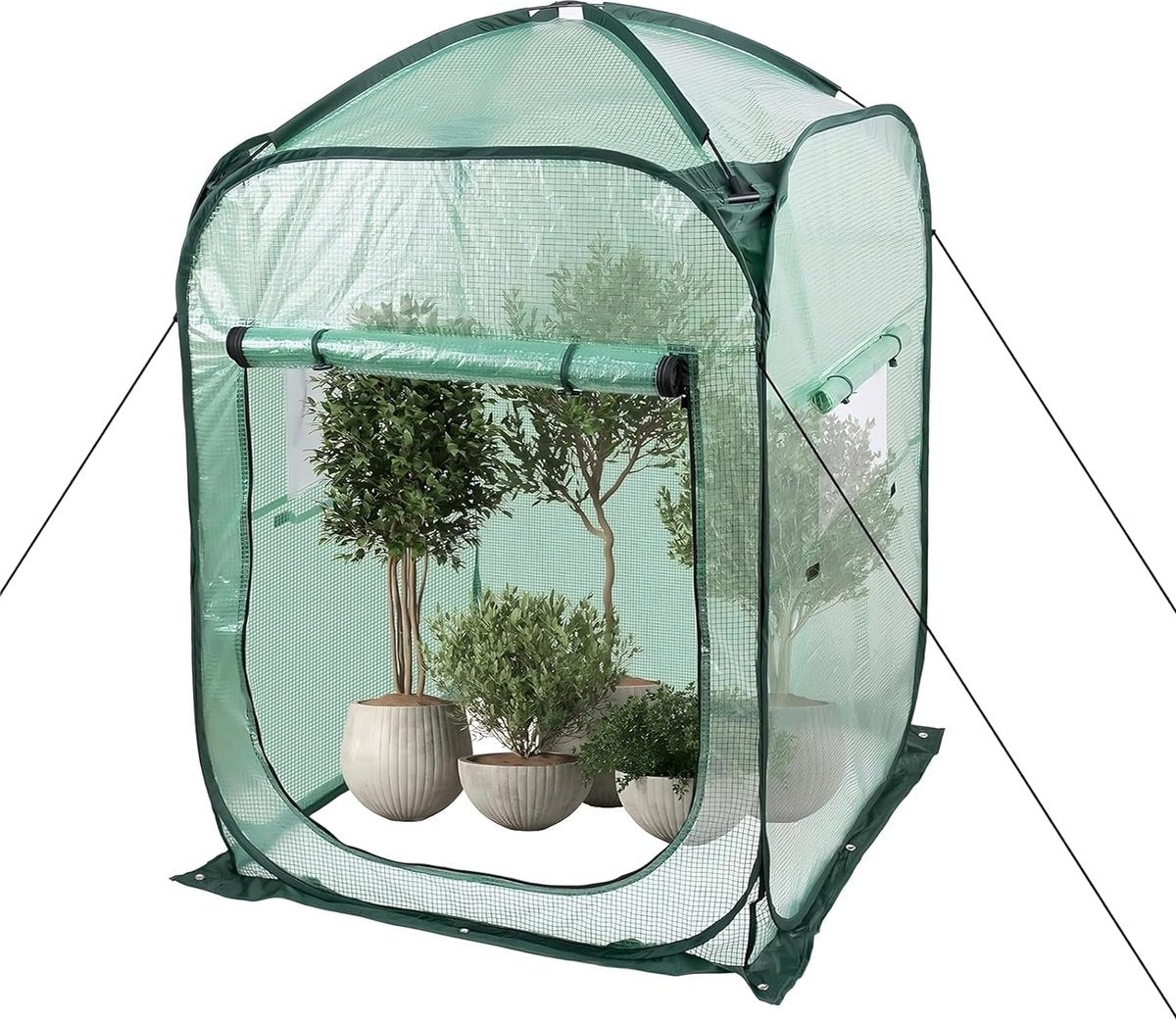 Small greenhouse for plants, pop-up tomato greenhouse with roll-up cover, mini-greenhouse for indoor and outdoor use, 94 x 94 x 122 cm