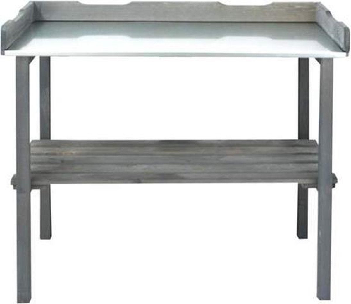 Wooden garden workbench - Potting table with galvanised worktop - with storage rack - Anthracite