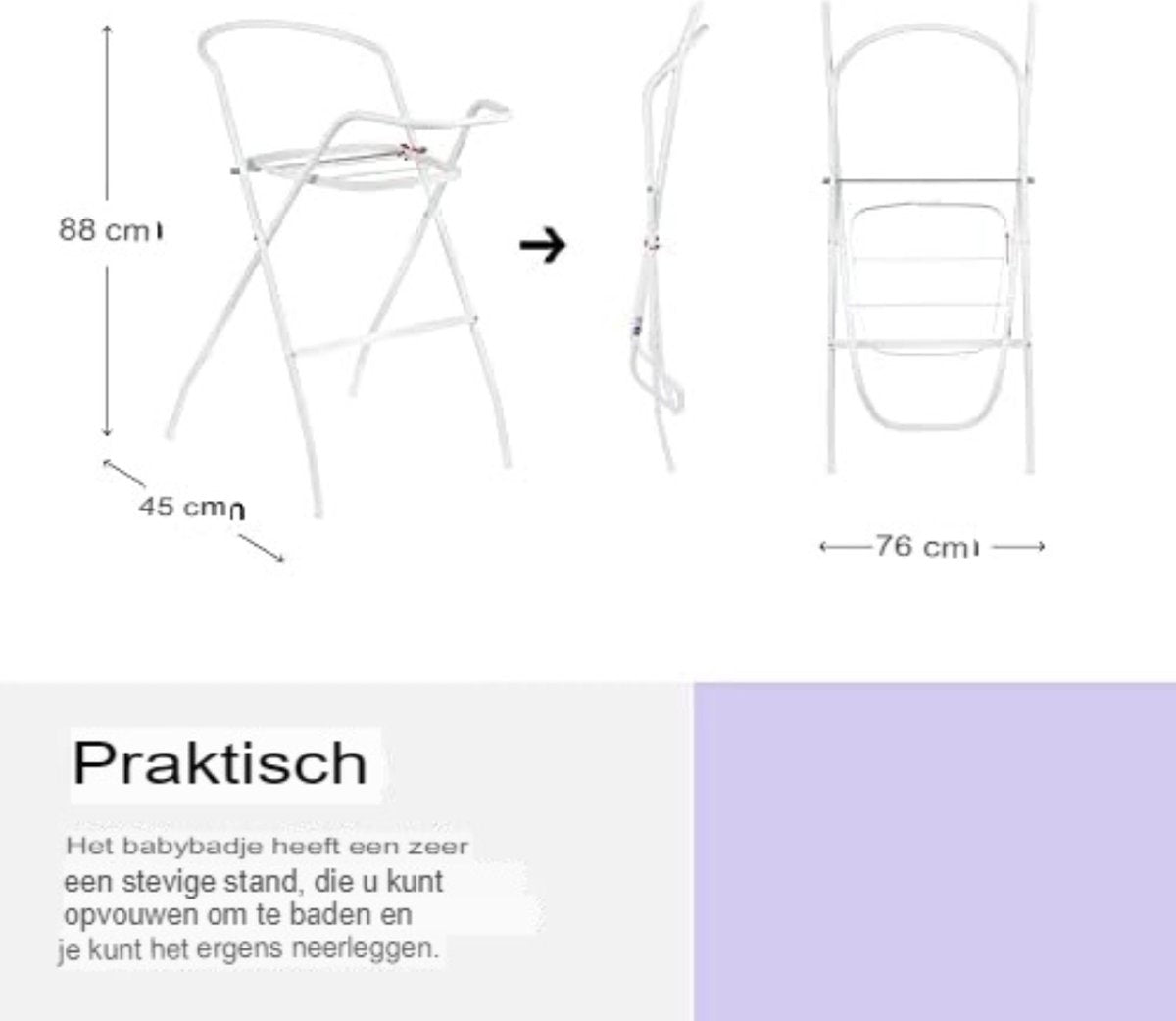Babybad met standaard - Baby bad met standaard - Babybad set - Baby badje met standaard - Baby badset - 4-delige set - Wit