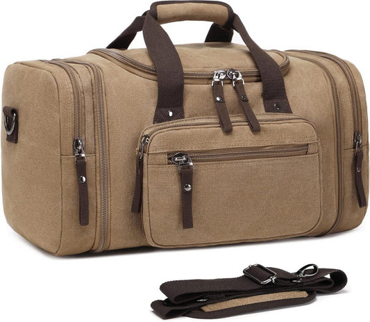 Spacious and Expandable Canvas Travel Bag for Weekend and Sports Adventures