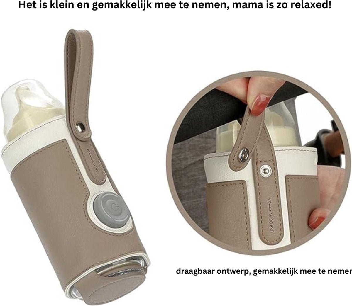 Portable Bottle Warmer - Bottle Warmer On-the-Go USB Rechargeable – Bottle Warmer With 3 Heating Levels – Suitable For Baby Bottles And Glass Cups