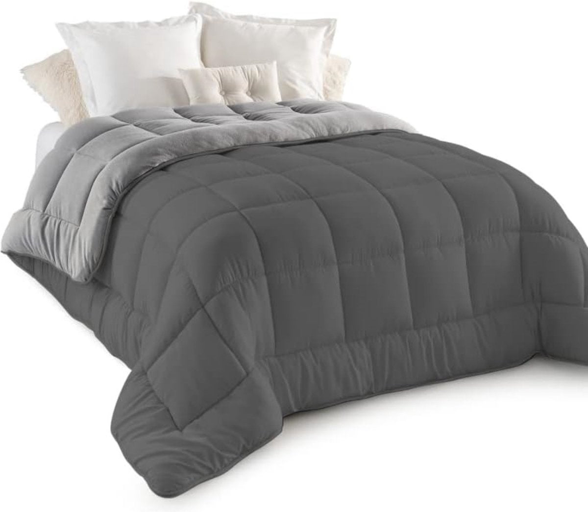 Deken, 140 x 200 cm, Zoe fleece, tweezijdig, lichtgrijs en grijs, 400 g
