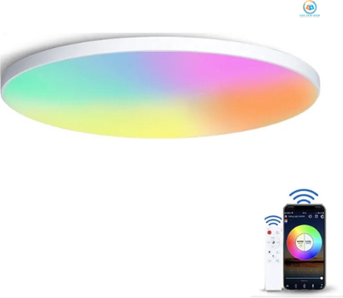 LED Plafondlamp BTM met Bluetooth speaker - Ø 30cm - Wekker en Nachtlamp - Plafonnière - Verlichting kinderkamer, slaapkamer, woonkamer - Plafondlamp kinderen, baby, jongen, meisje - RGB Kinderlamp - Smart lamp met afstandsbediening