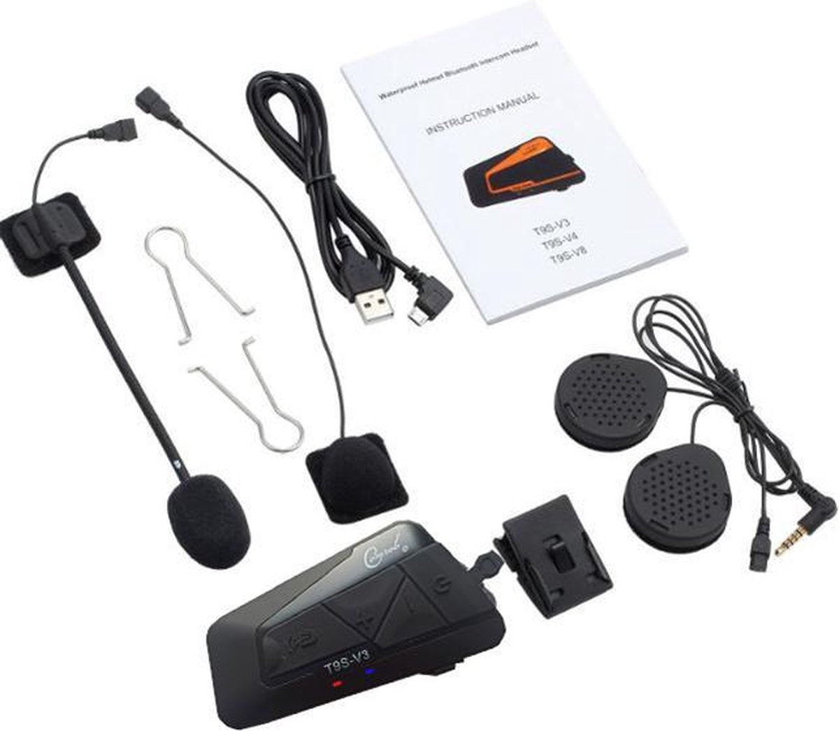 1 STUK - Motor headset intercom multifunctionele waterdichte bluetooth T9S-V3 -helm interphone max 1300 meter