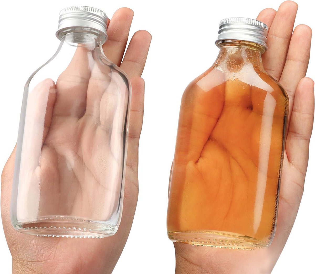 Mini 100ml Glazen Flesjes - 20 Stuks, Zilveren Dopjes & Trechter - Lege Mini Flesjes Voor Bruiloften & Feestjes - Alcohol Shots & Drankjes