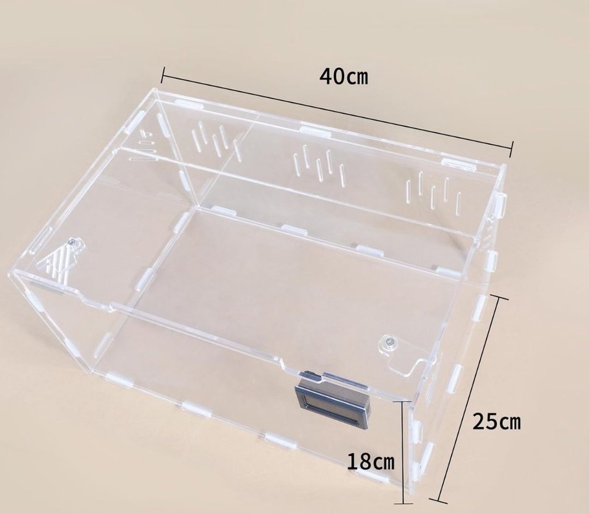 Turtle Enclosure - Turtle Tank Transparent Acrylic - Turtle Terrarium With Temperature And Hygrometer - Turtle - Reptile Enclosure - Turtle Tank - Turtle bank - 40 x 25 x 18 cm