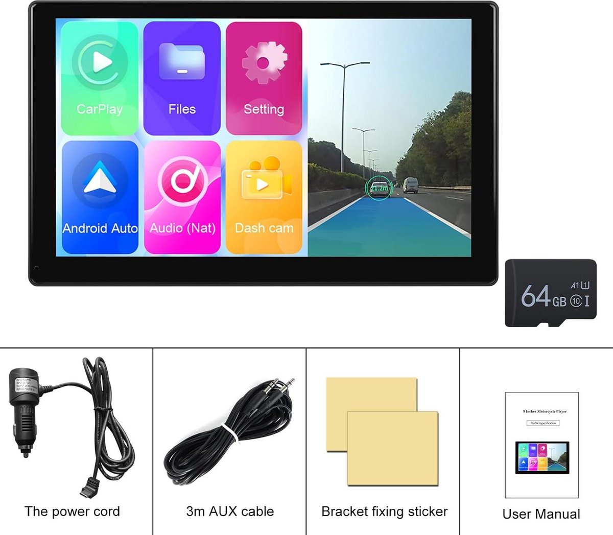 9 inch Draadloze Android Auto Autoradio met Carplay Scherm - Frontcamera - ADAS-systeem - 4K - Wifi - BT - GPS - FM-zender - USB/AUX/SD - Gedeeld Display Carplay scherm