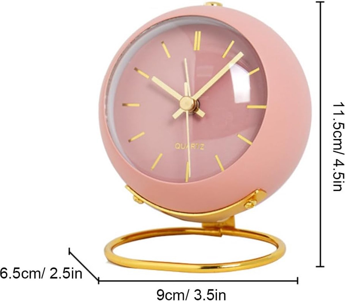 Table alarm clock, analog, 11.5 cm, small desk clock with night light, alarm clock, retro table clock, loud alarm clock, table clock, standing clock, small, modern, silent, wall clocks, table clock for bedroom