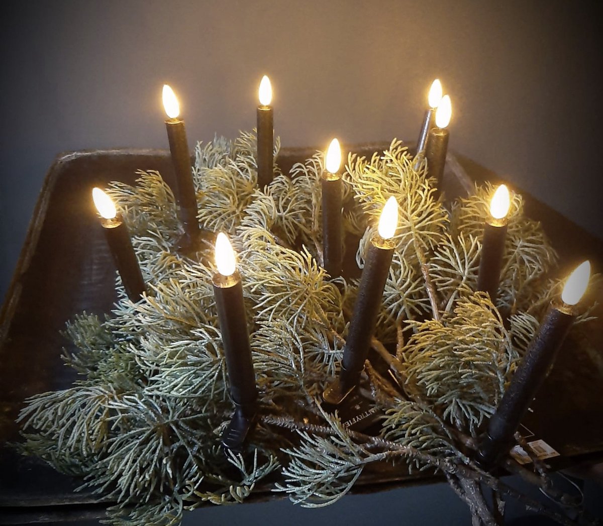 Wireless Christmas tree candles - 10 pieces - black Christmas tree candles - cordless lighting - LED lighting - clip-on candles - countryfield - Christmas tree - wreath