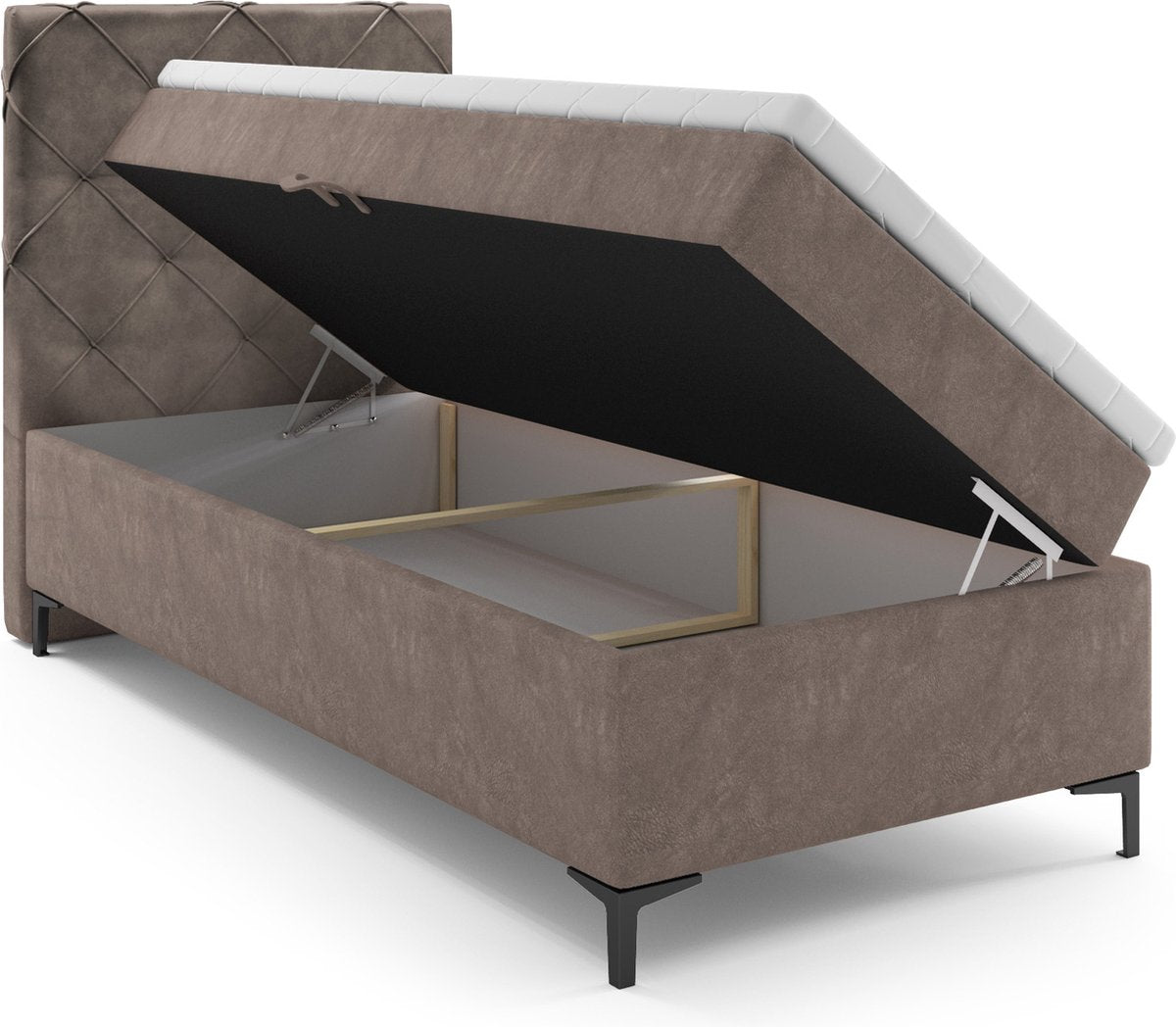 Meuba Home - Oslo Boxspring - Grijs - 90x200 - Microfiber - Inclusief topmatras 8cm