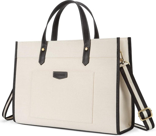 Laptop bag women canvas 15.6 inch - shoulder bag shopper tote bag - notebook bag work bag office bag Tote bag with zipper
