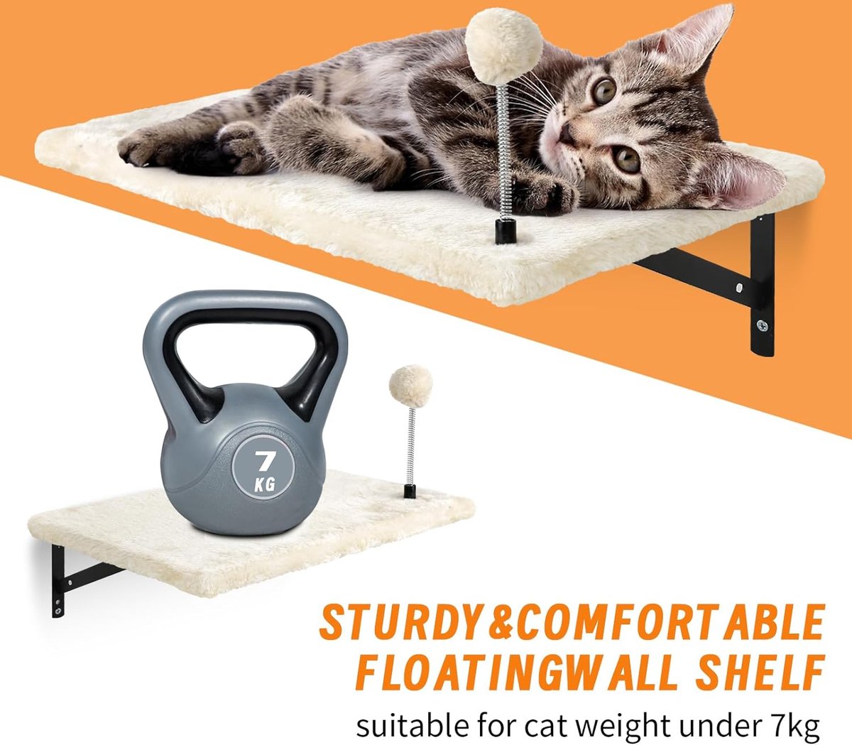 Cat Climbing Wall Set with Scratching Post Hammock, Cat Cave Wall, Cat Bridge, Scratching Board, and Scratching Post - 7-Piece Wooden Cat Furniture for Cats, Catwalk (Grey)