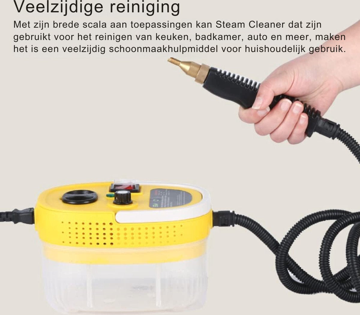 Stoomreiniger - Watertank 1200 ML - Veelzijdig - Multifunctioneel - Incl. 5 Sproeiers - Wit