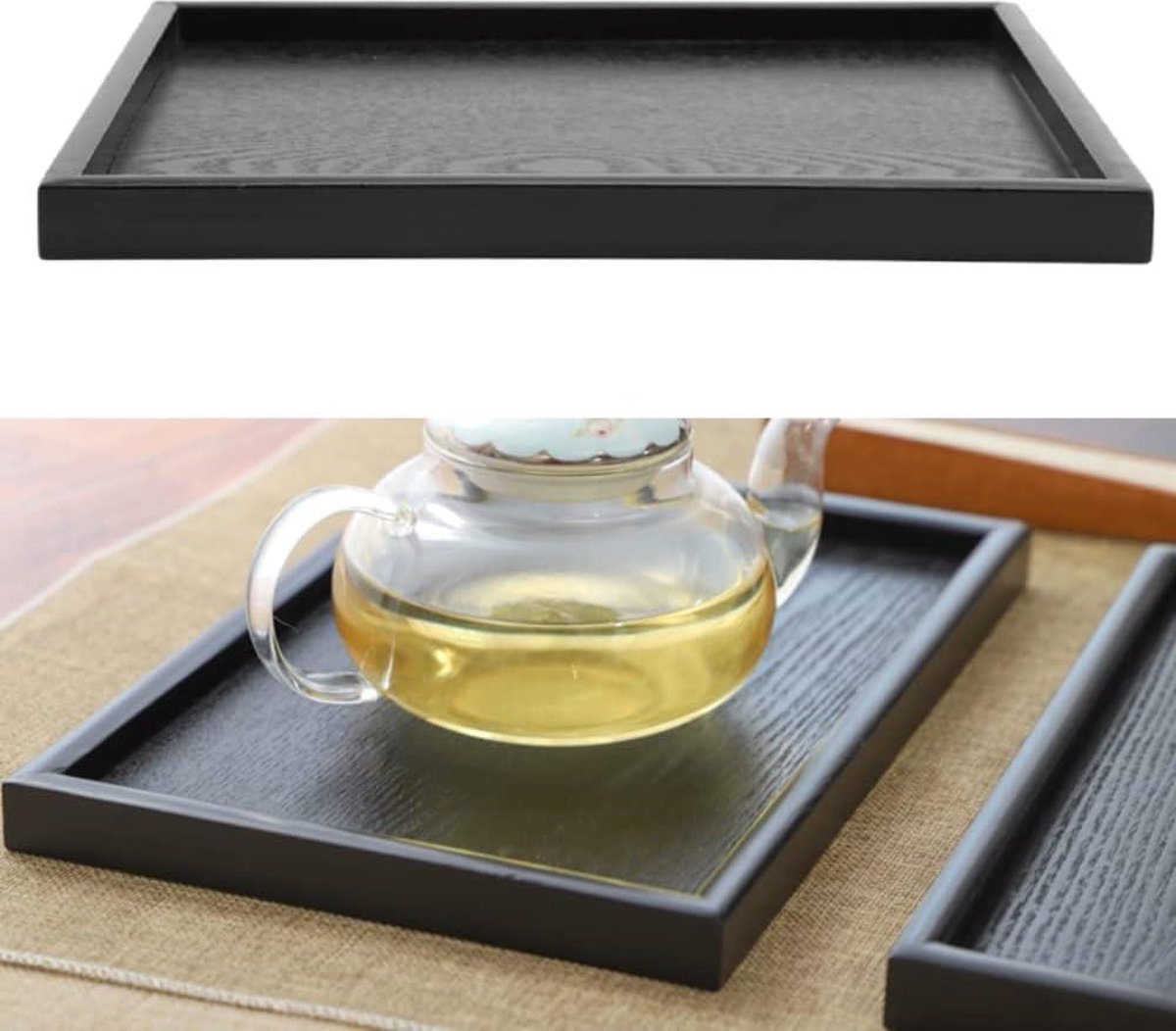 Dienblad 60x60 Houten Theeblad Rechthoek Vorm Massief Houten Thee Koffie Snack Eten Maaltijden Plaat Thuis Hotel Restaurant Trays Zwart- 60x60 Massief Houten Thee Koffie- Houten Dienblad. dienblad 60x60