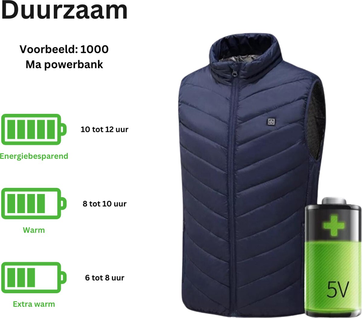 MOZY - Elektrische Bodywarmer - Zwart - Maat L - tot 45 °C - Wasmachine Bestendig - 3 Niveaus - Zonder Powerbank - Verwarmde Bodywarmer - Unisex - Dames en Heren - Verwarmd Vest - Thermovest