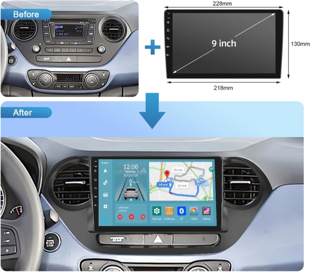 Hyundai i10 2012 - 2018 | Carplay & Android auto | 2GB & 32GB | Autoradio met navigatie | Radioscherm | 2012 2013 2014 2015 2016 2017 2018 | i 10