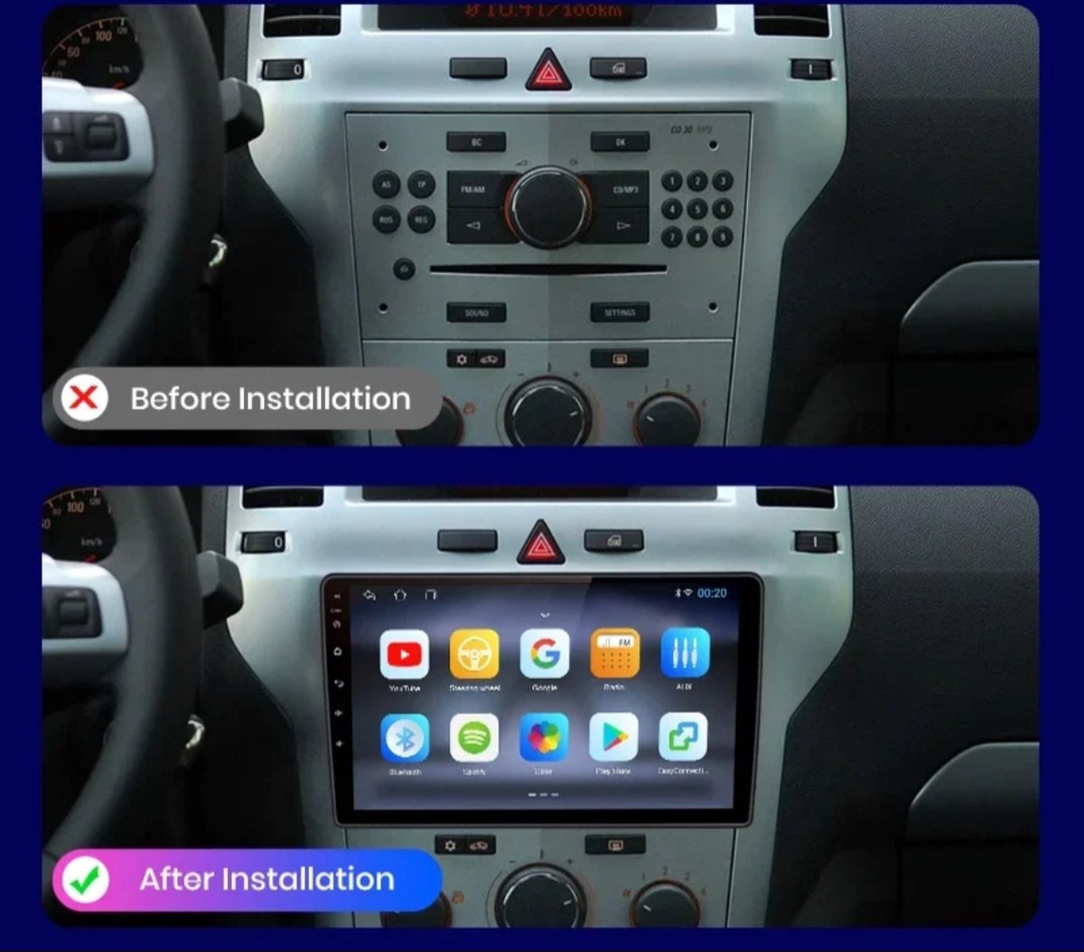 Opel Astra H & Opel Zafira B | 2005 - 2014 | Carplay & Android Auto | 2GB & 32GB | Autoradio met Navigatie | Radioscherm | 2005 2006 2007 2008 2009 2010 2011 2012 2013 2014