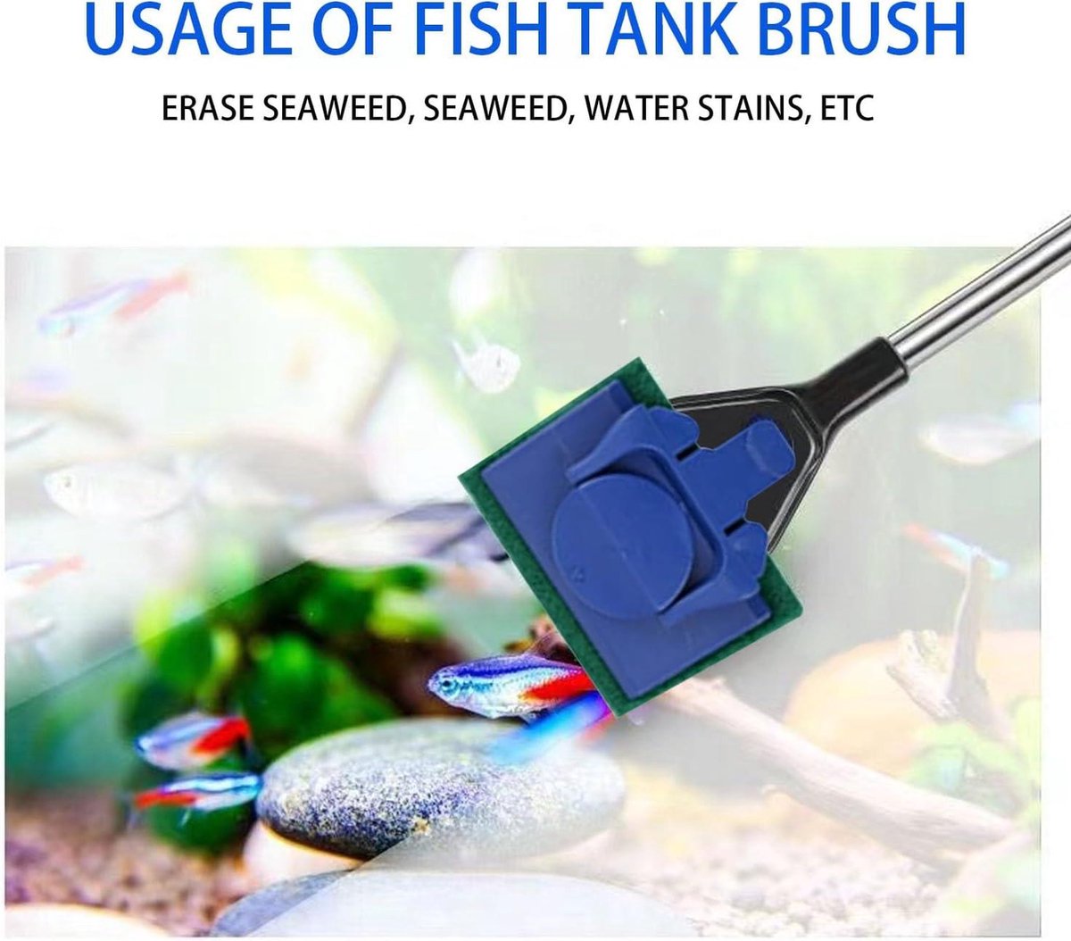 Aquarium Reinigingsset - 5 in 1 Ruitenreiniger - Aquariumaccessoire met Visnet en Algenschraper. Aquarium schoonmaken