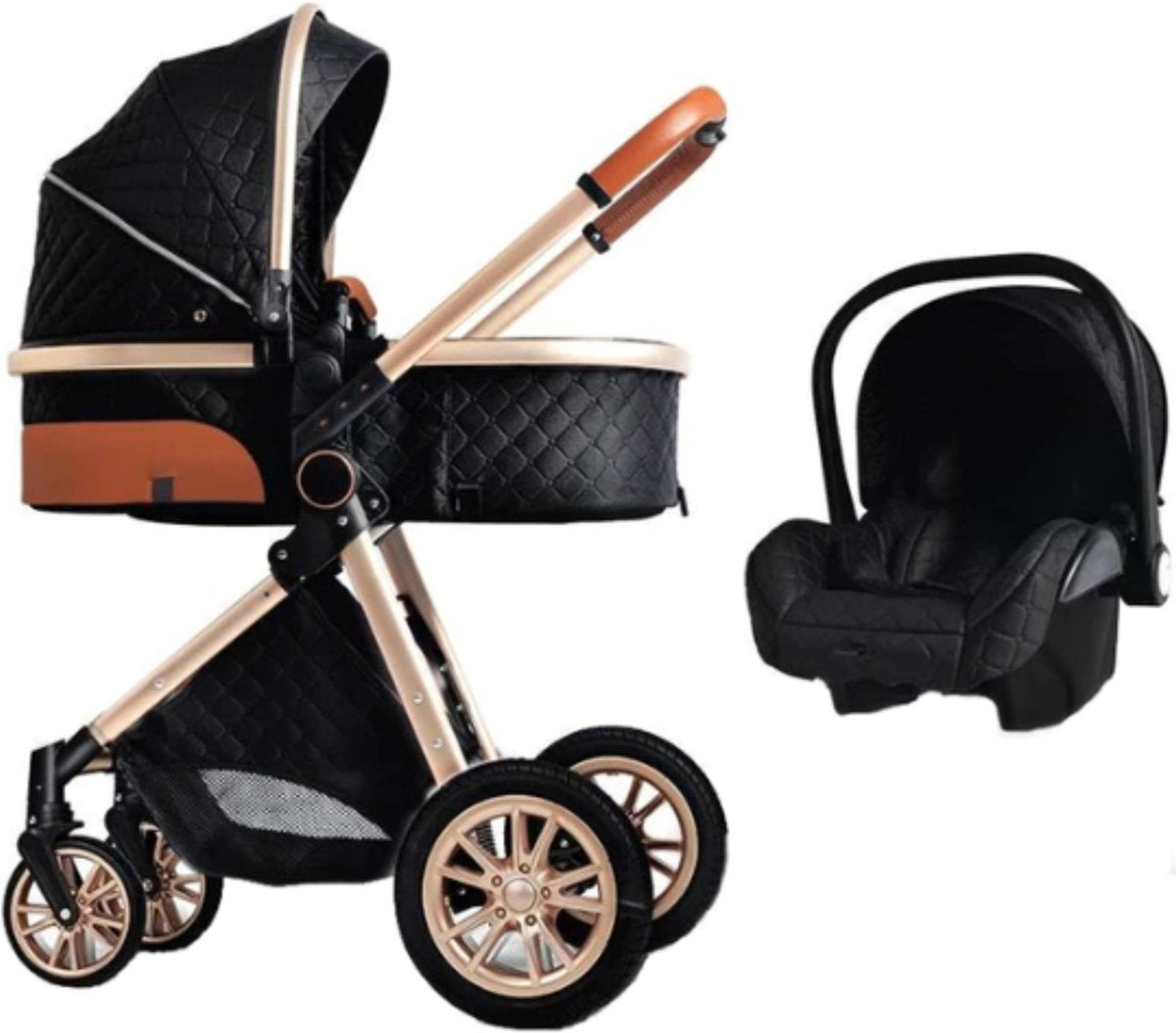 Kinderwagen 3-in-1 – Luxe kinderwagen - Buggy – Wandelwagen - Multifunctioneel – opvouwbaar – Incl. autostoel – Zwart