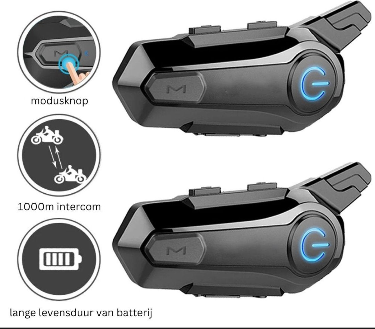 Intercom Motorhelm - Motor Communicatie Handsfree - Motorhelm Headset Waterdicht Bluetooth Draadloos - Zwart/Harde Microfoon/1 Stuk