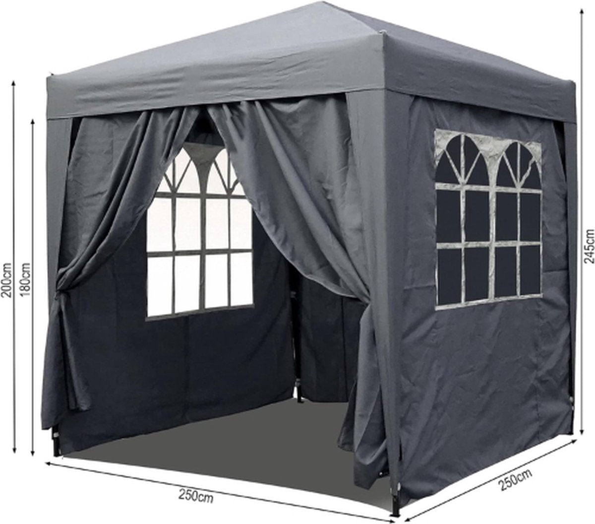 Tuinpaviljoen - Opvouwbaar - Partytent - 2.5x2.5x2.45 meter - met 4 Raamwanden - Waterdichte Tent - Draagtas