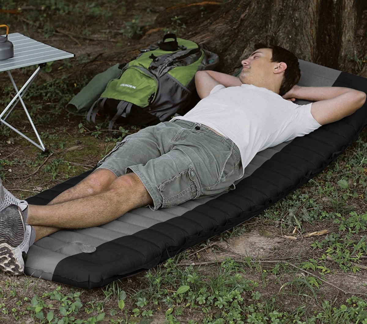 Quality Sleeping Mat with Built-in Pump 12cm Thick - Comfortable Air Mattress - Self-inflating with Foot Pump - TPU+80D Nylon - Airbed with Built-in Pump - Air Mattress with Built-in Pump