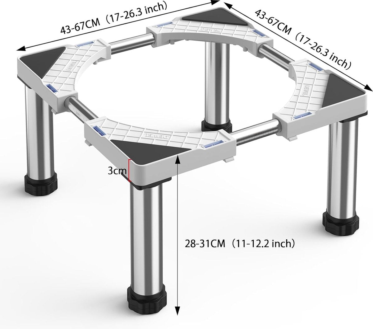 Base for refrigerator, pedestal, height 28-31 cm, adjustable pedestal for dishwasher, freezer, freezer, kitchen cabinet and static household appliances (adjustable 45-67 cm)