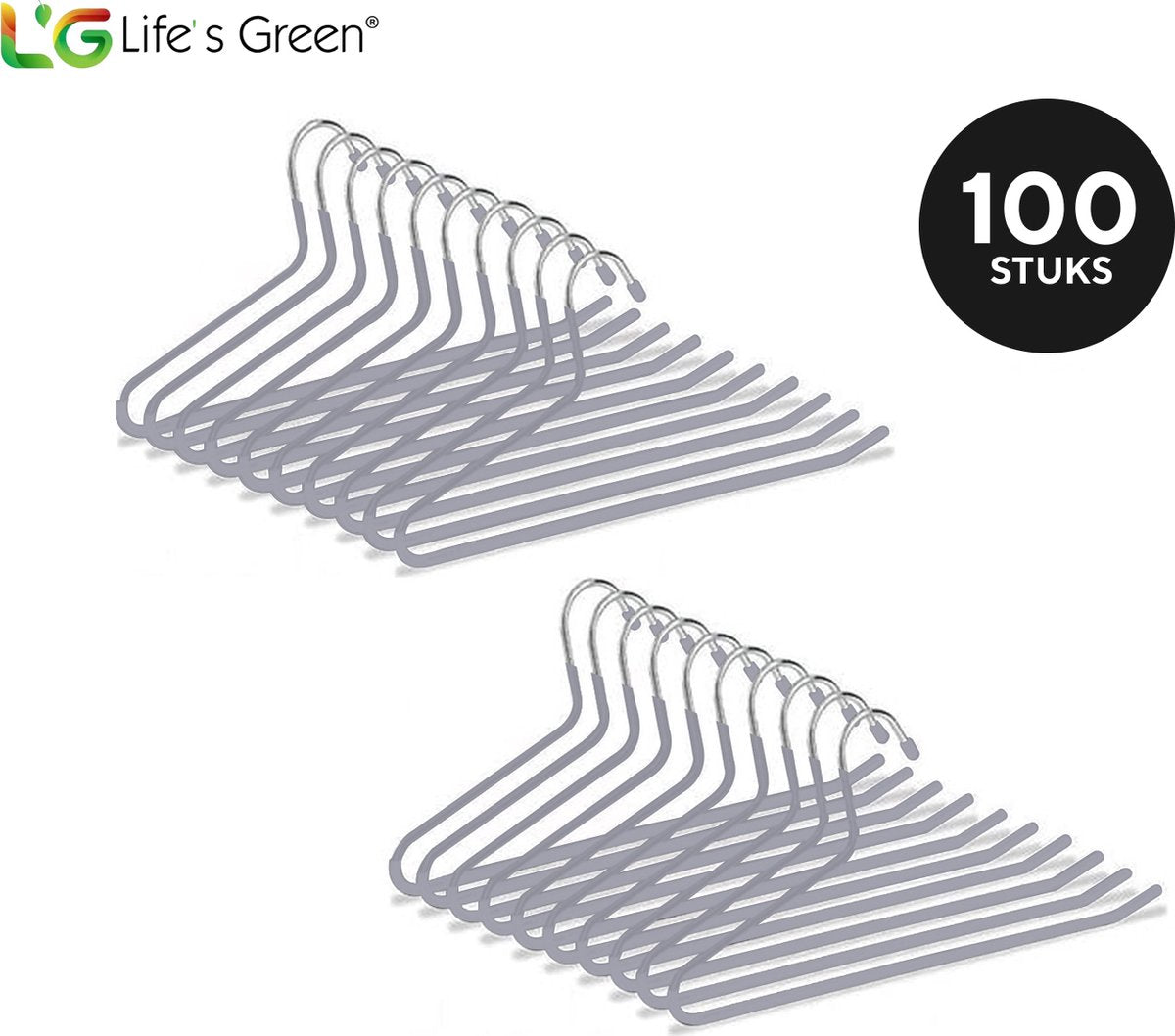 Life’s Green Broekhangers met antislip – Kledinghangers – Klerenhangers – Broek- en Rokhouder - Set van 100 stuks