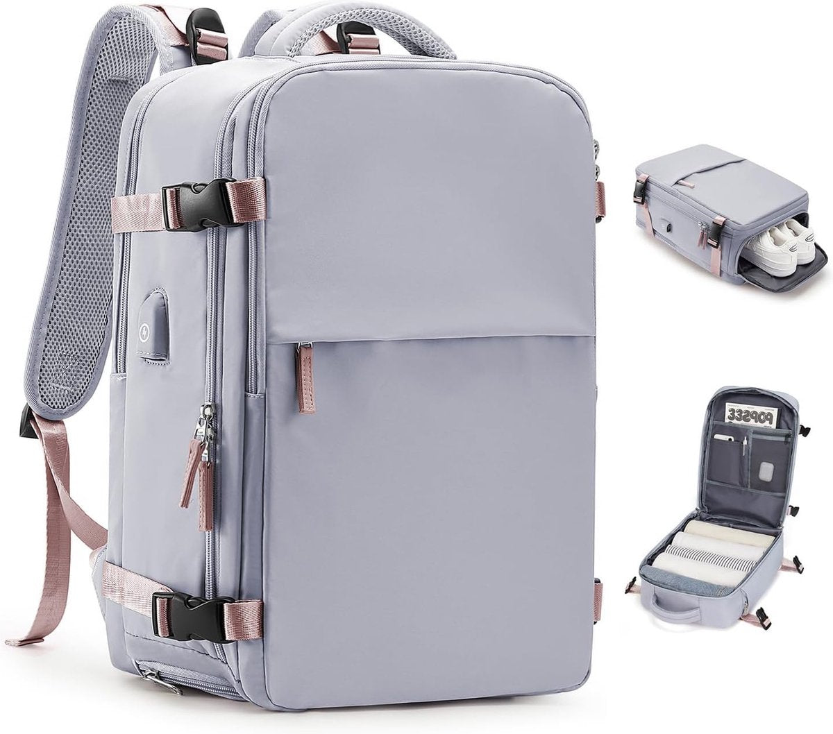 Large carry-on, 40 x 20 x 25 cm, travel backpack for women, carry-on luggage, airplane, Easyjet carry-on, 45 x 36 x 20 cm, backpack for women, with laptop compartment, waterproof daypack with