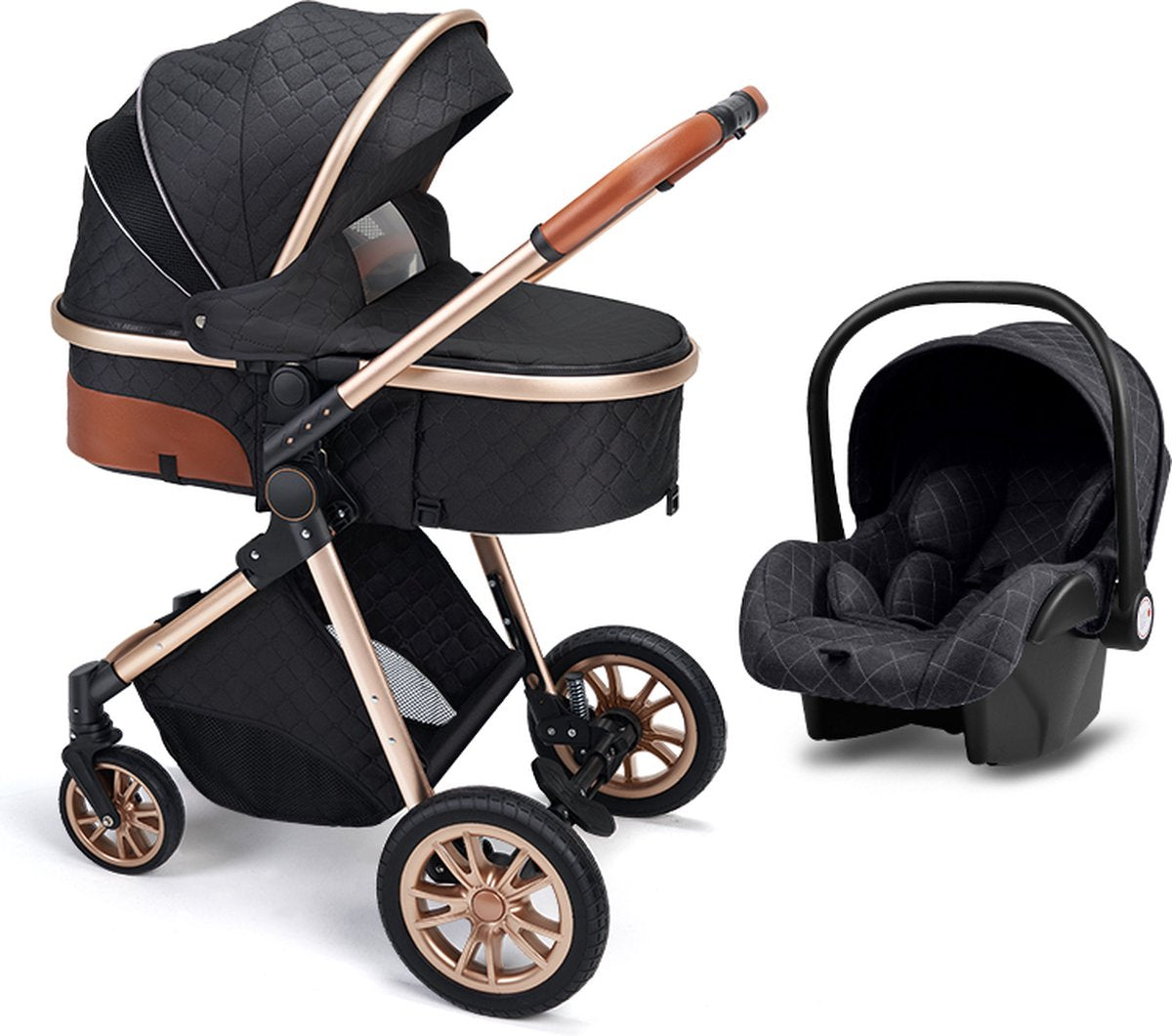 Kinderwagen 3-in-1 – Luxe kinderwagen - Buggy – Wandelwagen - Multifunctioneel – opvouwbaar – Incl. autostoel – Zwart