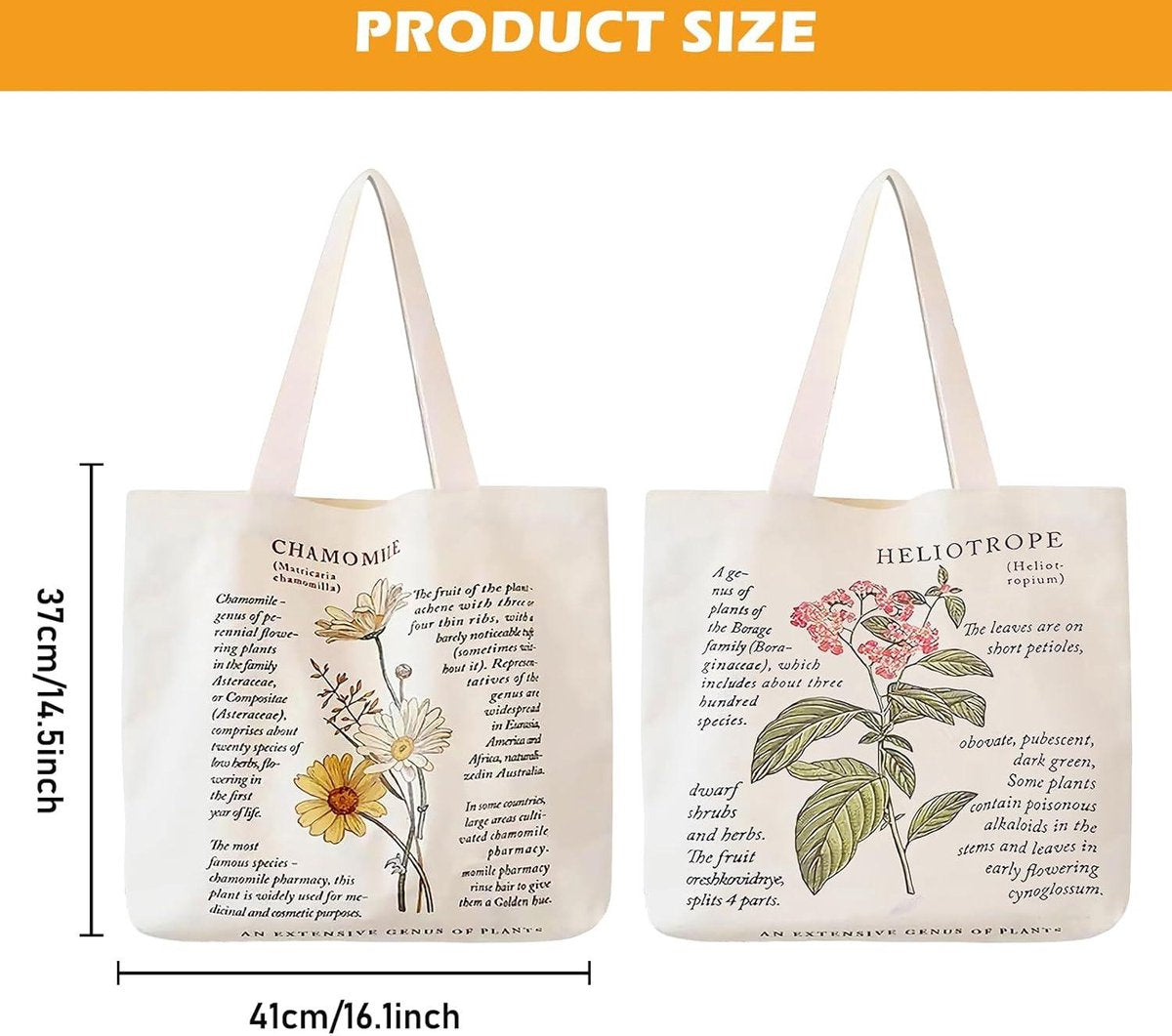 Printed chamomile fabric bags - cotton, jute - women's shopping bag - aesthetic canvas tote bag - leisure shopper tote bag with zipper