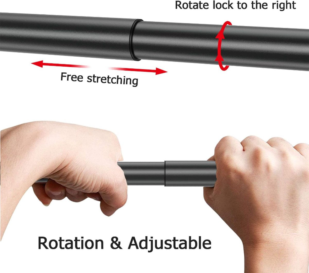 Rekbaar 304 roestvrij L-vormige badkamer badkuip hoek douchegordijn rail rek (groot formaat zwart 2, 90-120 cm x 120-165 cm)