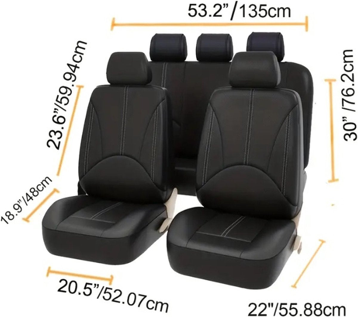 Universal car seat covers - Eco Leather - Black - Car seat cover - Complete set - Seat cover set