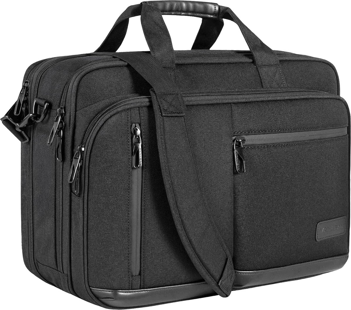 17,3 inch laptop aktetas voor mannen en vrouwen, hoogwaardige schoudertas, waterafstotende laptoptas met RFID-vak, uitbreidbare messenger bag
